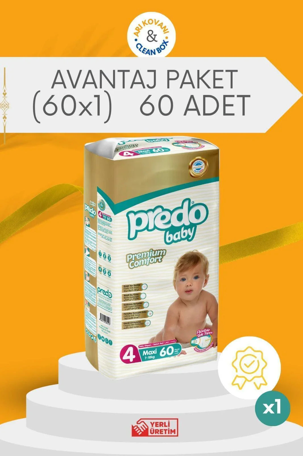 Premium Comfort Bebek Bezi 4 Numara (7-18kg) Maxi 60 Adet - arikovanistore