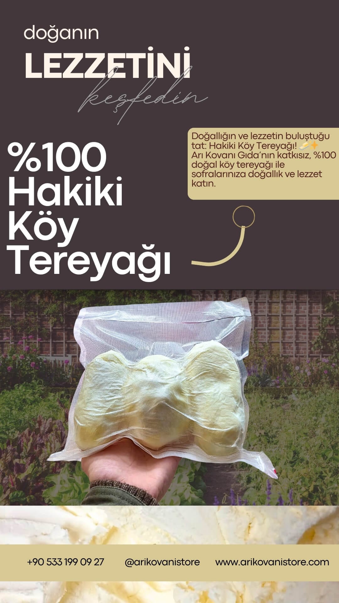 %100 Hakiki Toroslar Köy Tereyağı ( Vakumlu Poşetle Gönderilir)