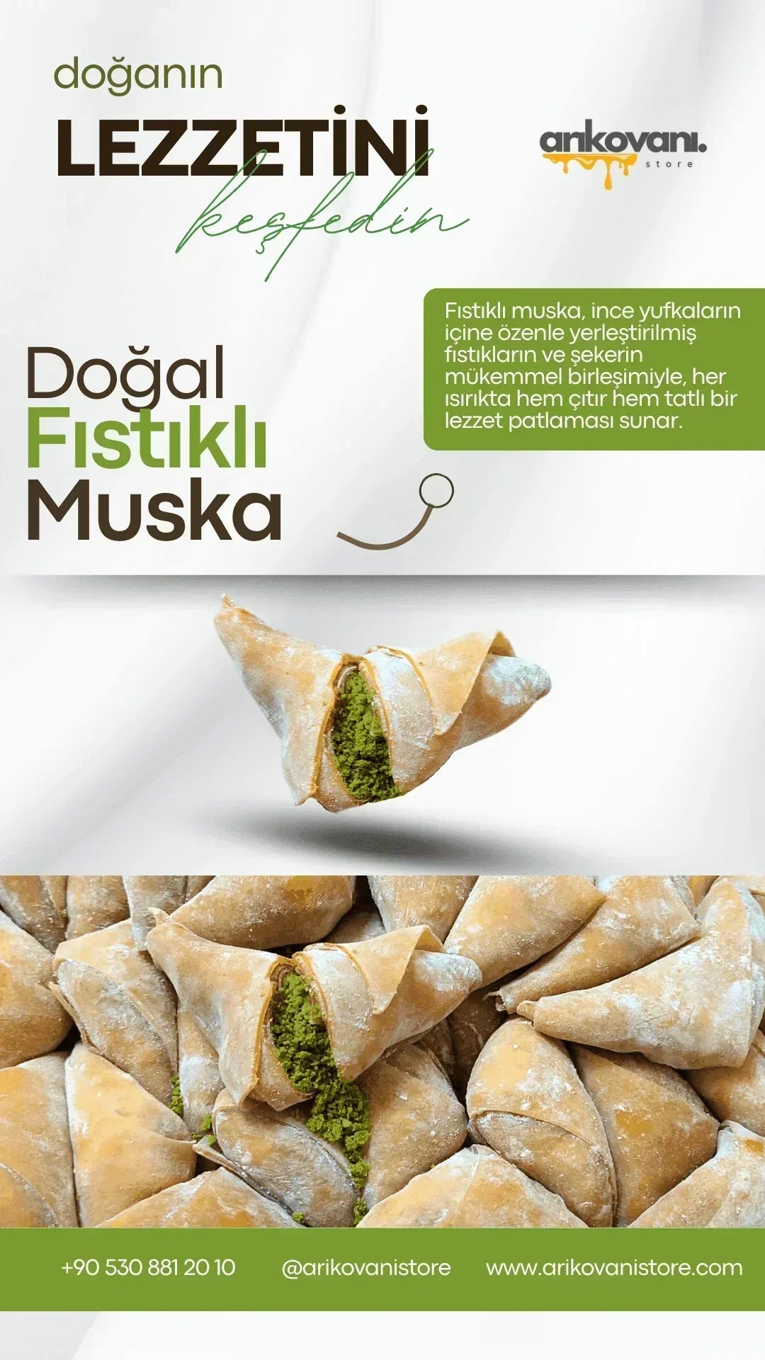 Doğal Antep Fıstıklı Muska 250 Gr - arikovanistore
