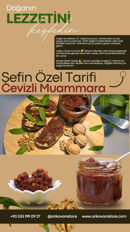 Şefin Özel Tarifi Doğal Cevizli Muammara | Katkısız Ev Yapımı Lezzet (300-350 gr) - arikovanistore
